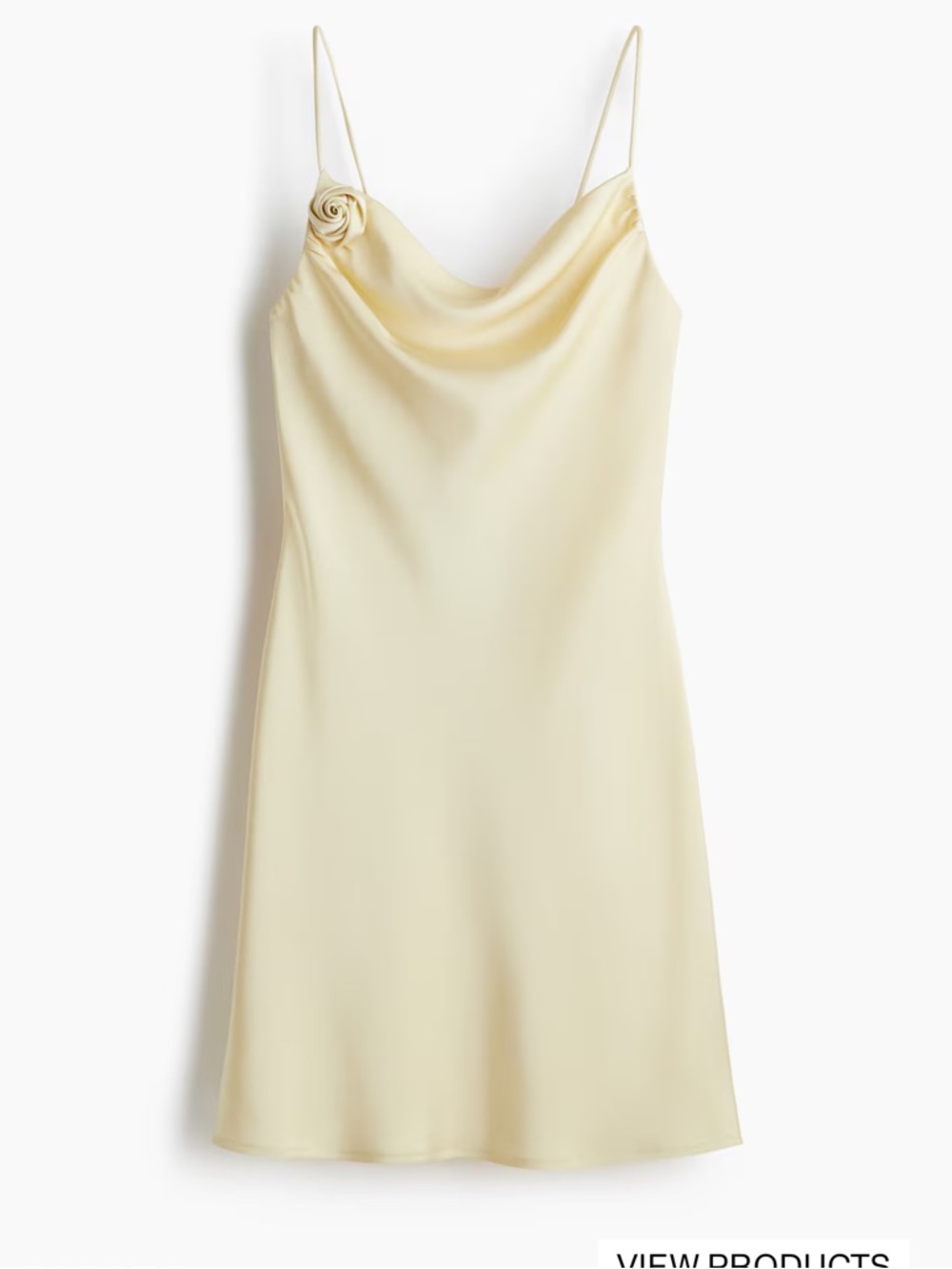 H&M Satin Cowl Neck Slip Dress in Pale Yellow